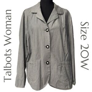 Talbots Woman - Stretch Pinstripe Blazer - Gray Black - Plus Size - Size 20W